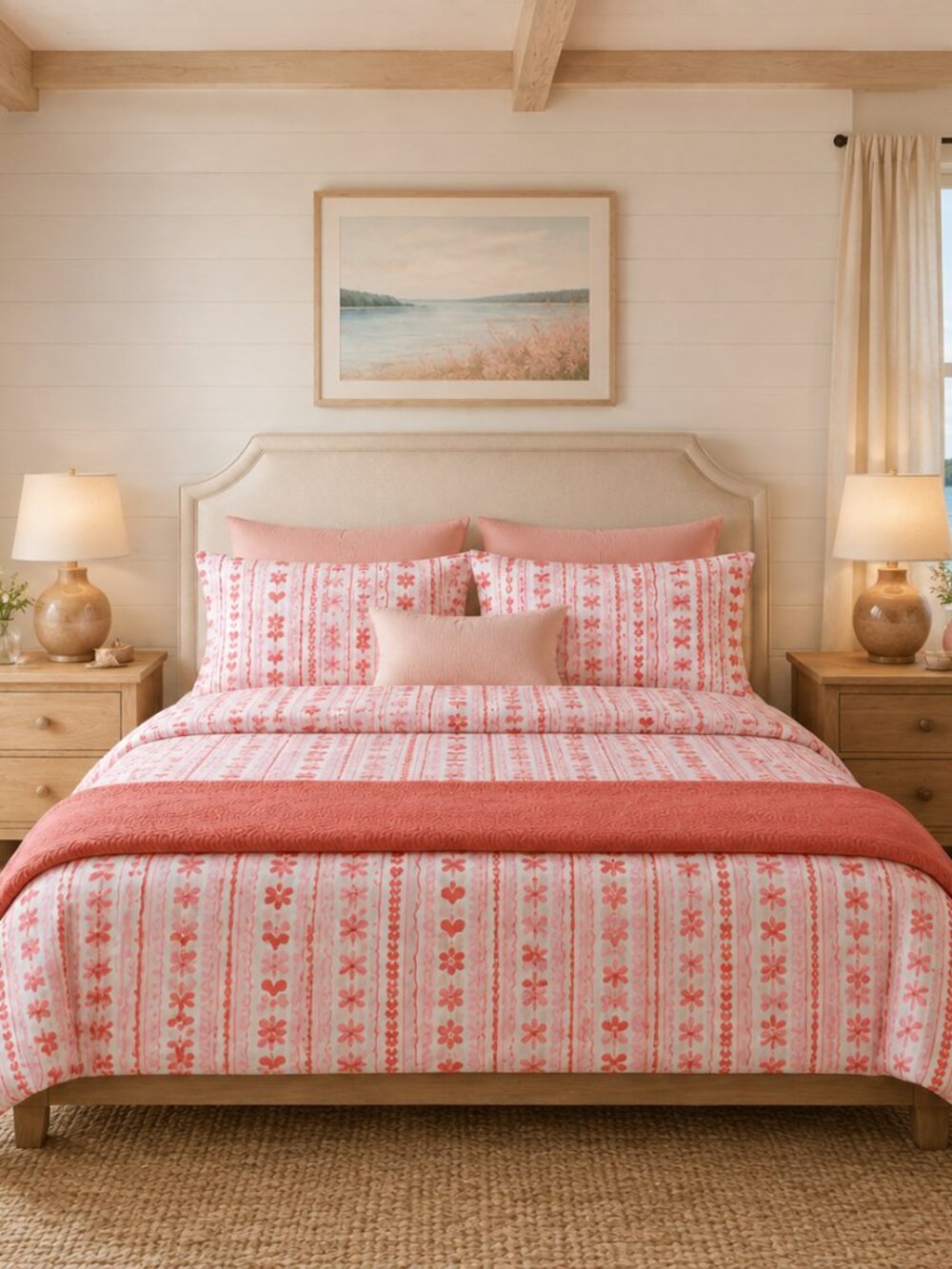 NWT - Cupcakes & Cashmere Queen Sheet Set with Storage Bag - Love Crazy Stripe